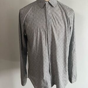 Jil Sander Black and White Patterned Button Down Shirt
